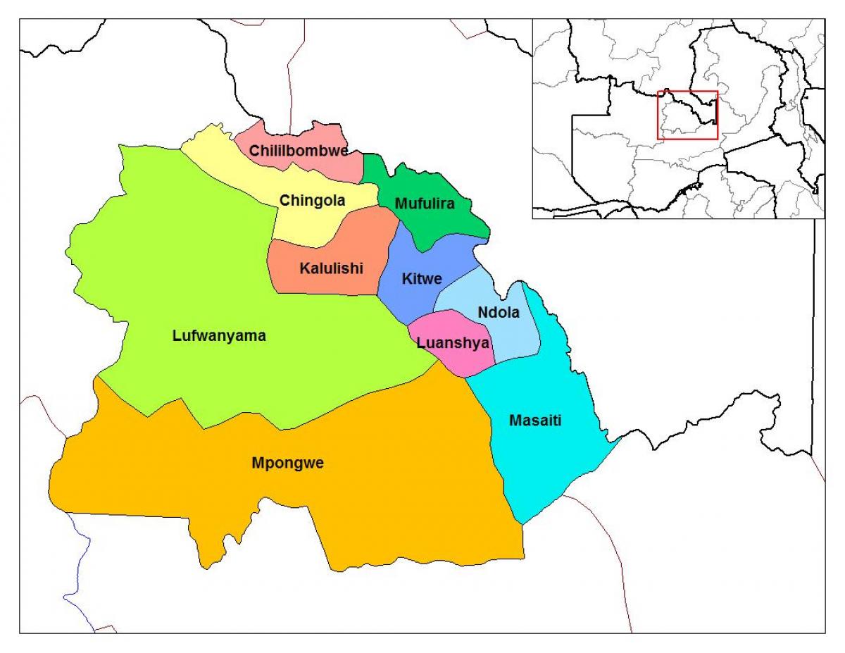 નકશો copperbelt પ્રાંત ઝામ્બિયા