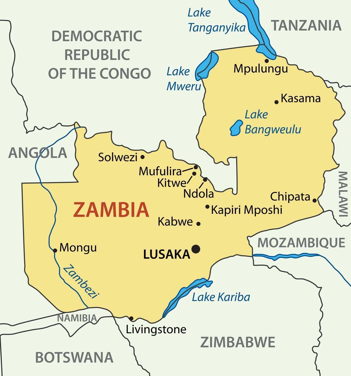 નકશો kitwe ઝામ્બિયા