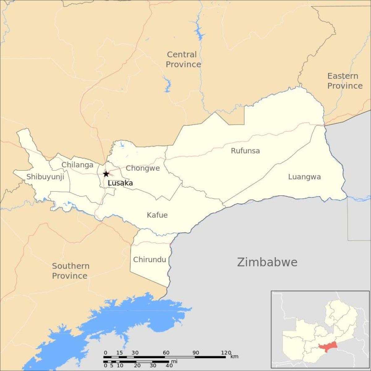 નકશો lusaka ઝામ્બિયા