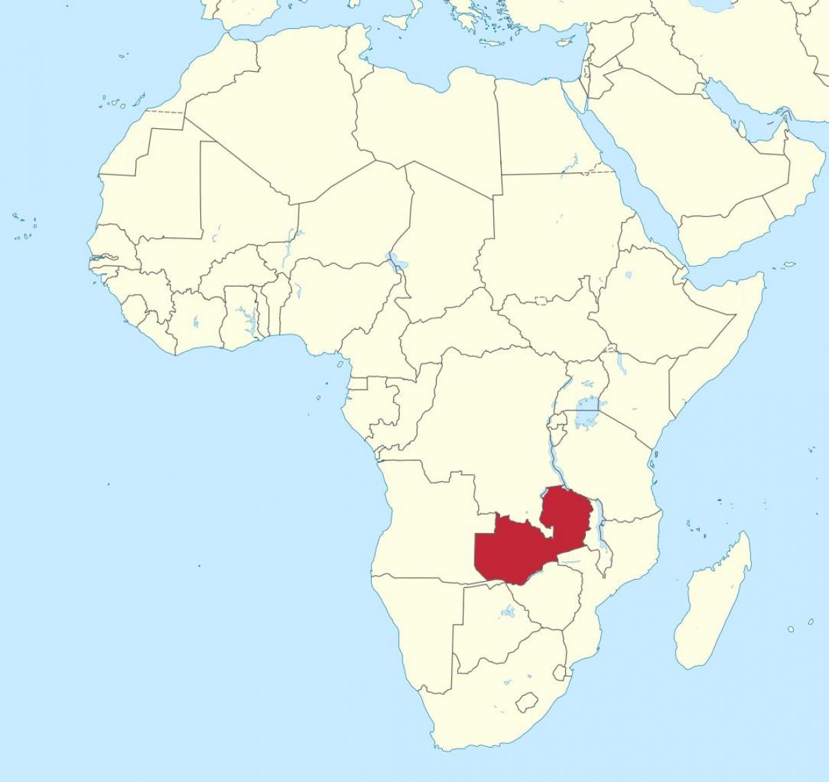 નકશો આફ્રિકા દર્શાવે ઝામ્બિયા