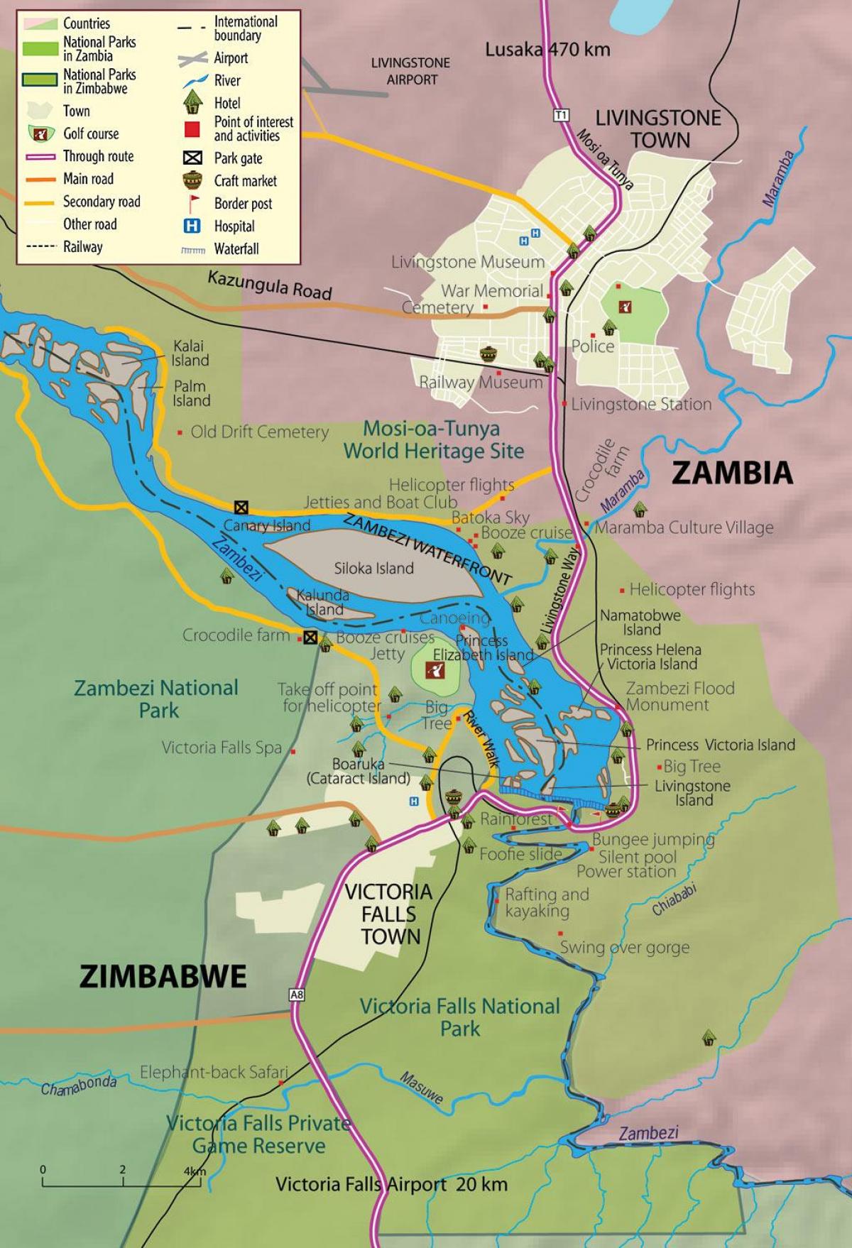 નકશો લિવિંગસ્ટોન નગર ઝામ્બિયા